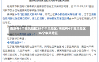 南京有4个高风险区25个中风险区/南京有4个高风险区36个中风险区