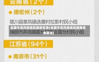 全国中高风险地区最新名单(全国中高风险地区最新名单查询)