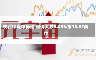 快验保盘中异动 股价大跌5.08%报18.87美元