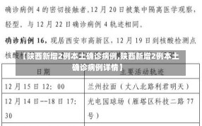 【陕西新增2例本土确诊病例,陕西新增2例本土确诊病例详情】