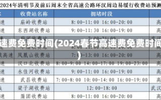 高速费免费时间(2024春节高速费免费时间)