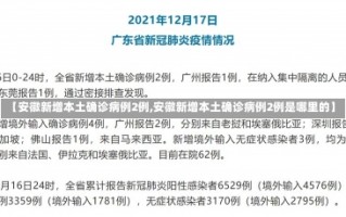 【安徽新增本土确诊病例2例,安徽新增本土确诊病例2例是哪里的】