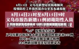 苏州新增阳性感染者10例/苏州新增新冠病例