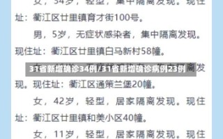 31省新增确诊34例/31省新增确诊病例23例