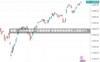 收盘：2024年最后一日美股收跌 标普指数连续两年上涨超20%