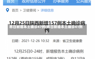 昨日新增本土确诊47例(昨日新增本土确诊41例)