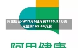 阿里巴巴-W11月6日斥资1995.52万美元回购165.44万股