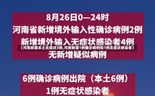 【河南新增本土无症状3例,河南新增1例确诊病例和1例无症状感染者】