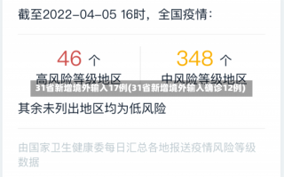 31省新增境外输入17例(31省新增境外输入确诊12例)