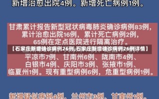 【石家庄新增确诊病例26例,石家庄新增确诊病例26例详情】