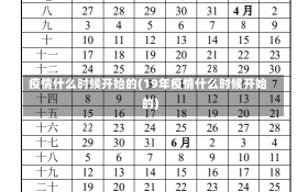 疫情什么时候开始的(19年疫情什么时候开始的)