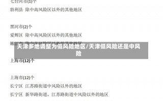 天津多地调整为低风险地区/天津低风险还是中风险