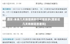 西安:未来几天新增病例仍可能较多(西安近几天有新冠患者吗)
