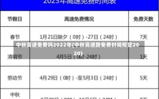 中秋高速免费吗2022年(中秋高速路免费时间规定2020)