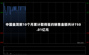 中国金茂前10个月累计取得签约销售金额共计750.01亿元