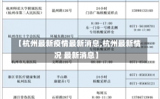 【杭州最新疫情最新消息,杭州最新情况 最新消息】