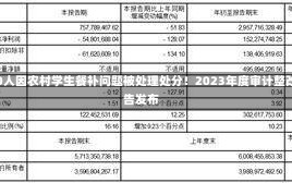 1200人因农村学生餐补问题被处理处分！2023年度审计整改报告发布