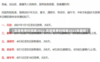 【高速免费时间表2022,高速免费时间表2022年最新】