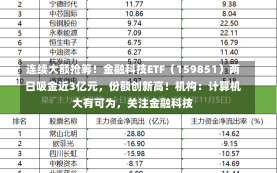 连续大额抢筹！金融科技ETF（159851）两日吸金近3亿元，份额创新高！机构：计算机大有可为，关注金融科技