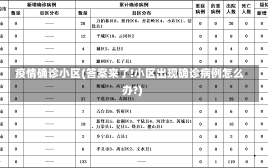 疫情确诊小区(答案来了!小区出现确诊病例怎么办?)