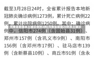 河南省新增本土确诊病例3例(河南省新增20例本土确诊)