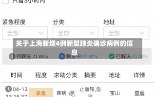 关于上海新增4例新型肺炎确诊病例的信息