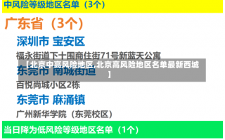 【北京中高风险地区,北京高风险地区名单最新西城】