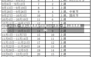 2022五一高速公路免费通行时间(2021年五一高速公路免费通行)