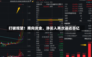 打破观望！南向资金，净买入再次逼近百亿