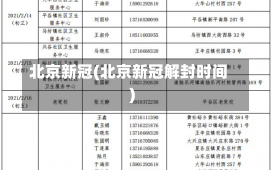 北京新冠(北京新冠解封时间)