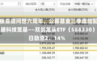 科创板喜迎问世六周年，公募基金三季度加配双创，硬科技宽基——双创龙头ETF（588330）单日劲涨2．14%