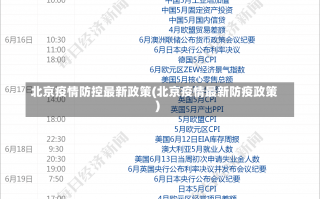 北京疫情防控最新政策(北京疫情最新防疫政策)