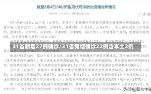 31省新增27例确诊/31省新增确诊22例含本土2例