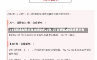 31省区市新增无症状感染者23例/31省新增2例无症状患者