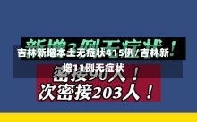 吉林新增本土无症状415例/吉林新增11例无症状