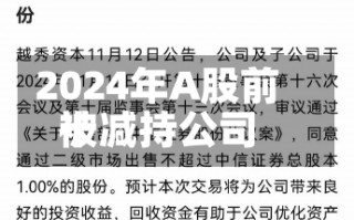 2024年A股前十
被减持公司