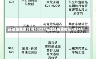 高速路免费时间2022/高速路免费时间2024年