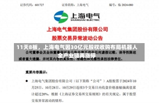 11天8板，上海电气因30亿元股权收购布局机器人全产业链再涨停-第2张图片-建明新闻