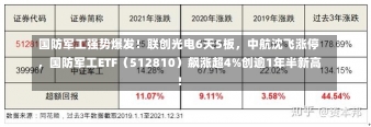 国防军工强势爆发！联创光电6天5板，中航沈飞涨停，国防军工ETF（512810）飙涨超4%创逾1年半新高！-第1张图片-建明新闻