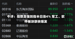 午评：指数走强创指半日涨4% 军工、软件板块联袂爆发-第1张图片-建明新闻