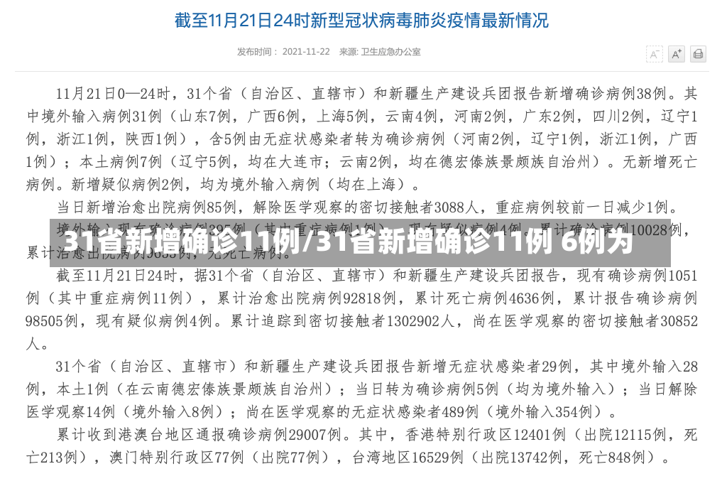 31省新增确诊11例/31省新增确诊11例 6例为-第2张图片-建明新闻