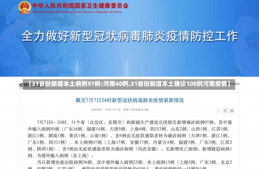 【31省份新增本土病例97例:河南60例,31省份新增本土确诊108例河南疫情】-第1张图片-建明新闻