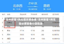 沧州新增1例无症状感染者/沧州新增1例无症状感染者行动轨迹-第1张图片-建明新闻