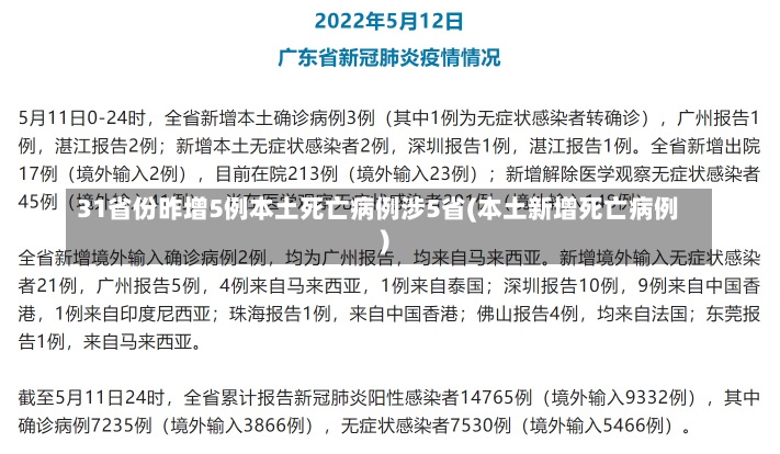 31省份昨增5例本土死亡病例涉5省(本土新增死亡病例)-第1张图片-建明新闻