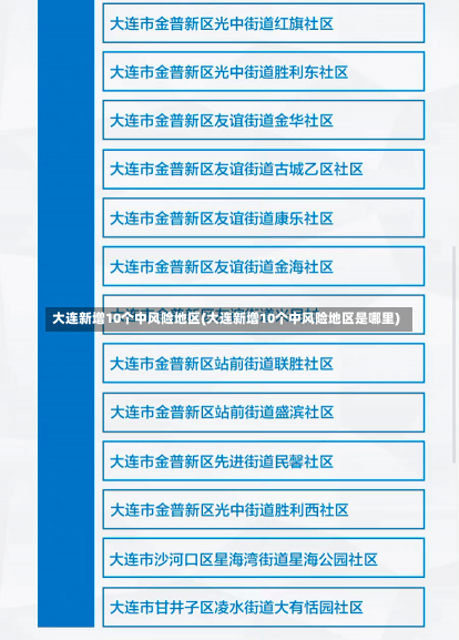 大连新增10个中风险地区(大连新增10个中风险地区是哪里)-第2张图片-建明新闻