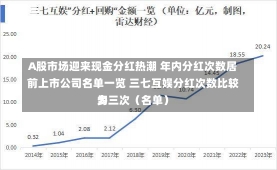 A股市场迎来现金分红热潮 年内分红次数居前上市公司名单一览 三七互娱分红次数比较多
为三次（名单）-第2张图片-建明新闻