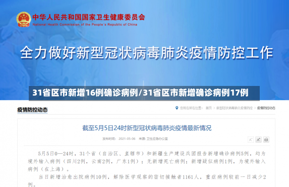 31省区市新增16例确诊病例/31省区市新增确诊病例17例-第1张图片-建明新闻