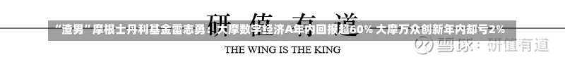 “渣男”摩根士丹利基金雷志勇：大摩数字经济A年内回报超60% 大摩万众创新年内却亏2%-第1张图片-建明新闻