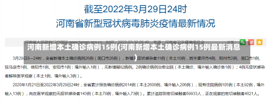 河南新增本土确诊病例15例(河南新增本土确诊病例15例最新消息)-第2张图片-建明新闻