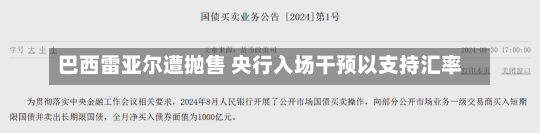 巴西雷亚尔遭抛售 央行入场干预以支持汇率-第3张图片-建明新闻